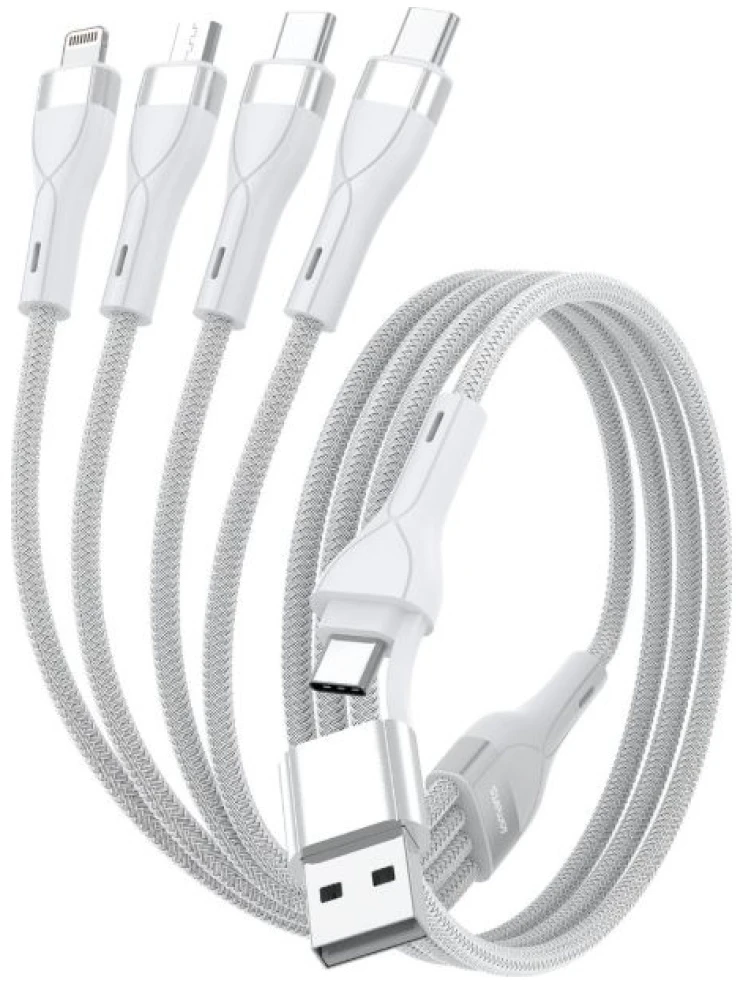 Grąžtas USB-C/USB-A laidas 4smarts 4in1 1,2 m baltas