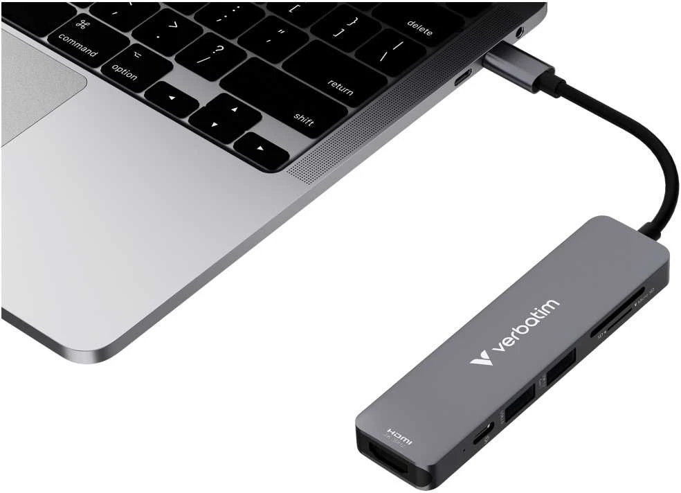 USB Hub Verbatim USB-C/HDMI/USB-A 3.2/USB-A 2.0/SD/Micro SD aliuminio korpusas 32156