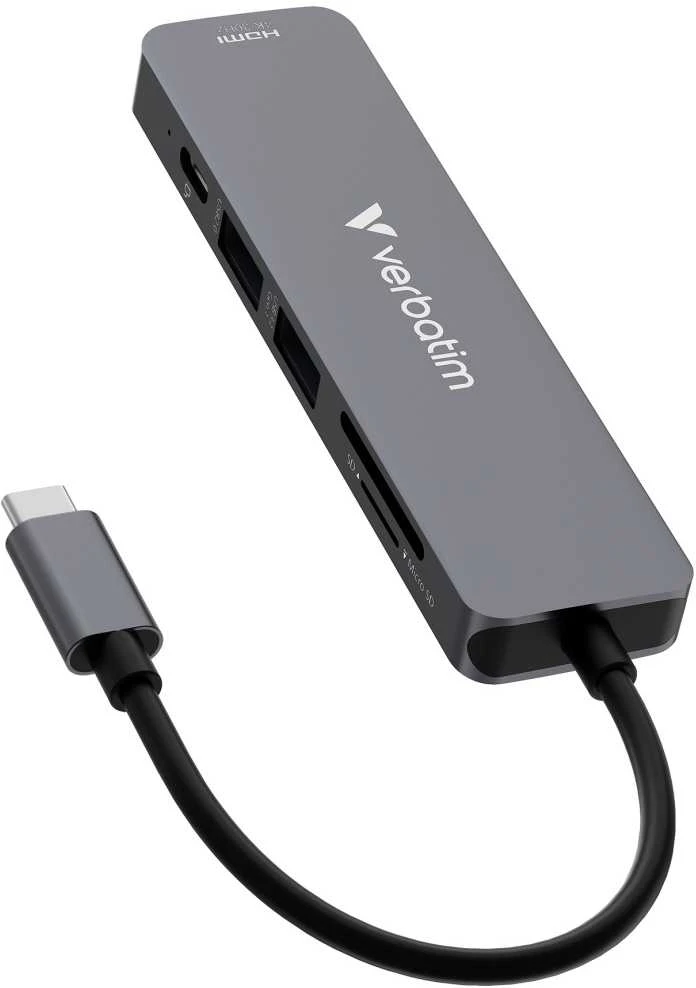 Verbatim USB-C daugiafunkcis adapteris pilku metaliniu korpusu