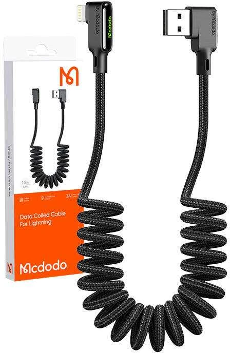 USB prie Lightning kabelis, Mcdodo CA-7300, kampinis, 1.8 m (juodas)