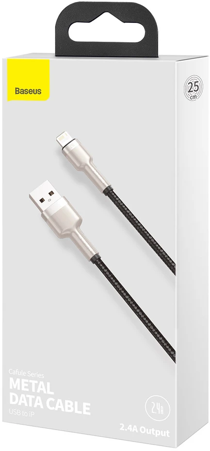 Baseus Cafule USB - Lightning kabelis 2.4A 0.25m - Juodas