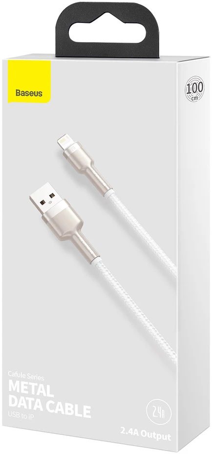 Baseus Cafule USB - Lightning laidas 2.4A 1m - Baltas
