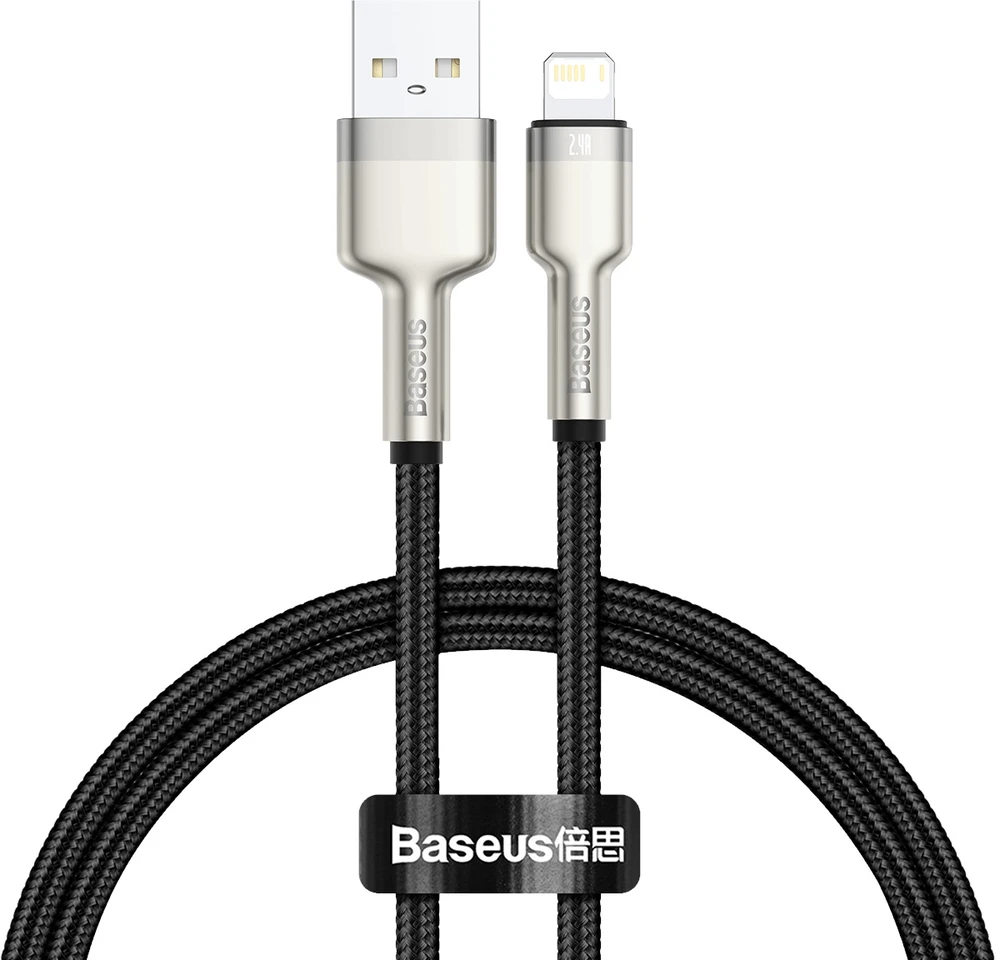 Baseus Cafule USB - Lightning kabelis 2.4A 0.25m - Juodas