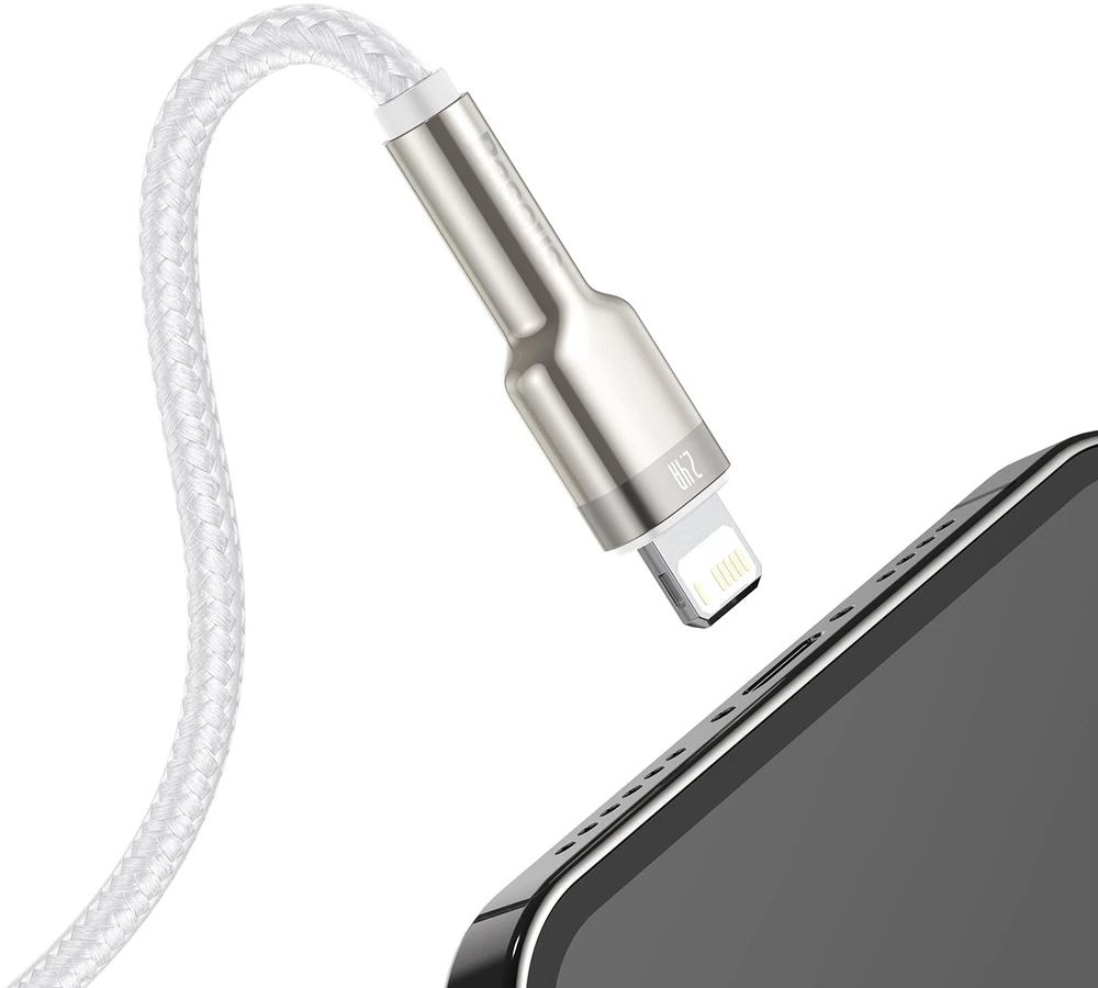 Baseus Cafule USB - Lightning laidas 2.4A 1m - Baltas