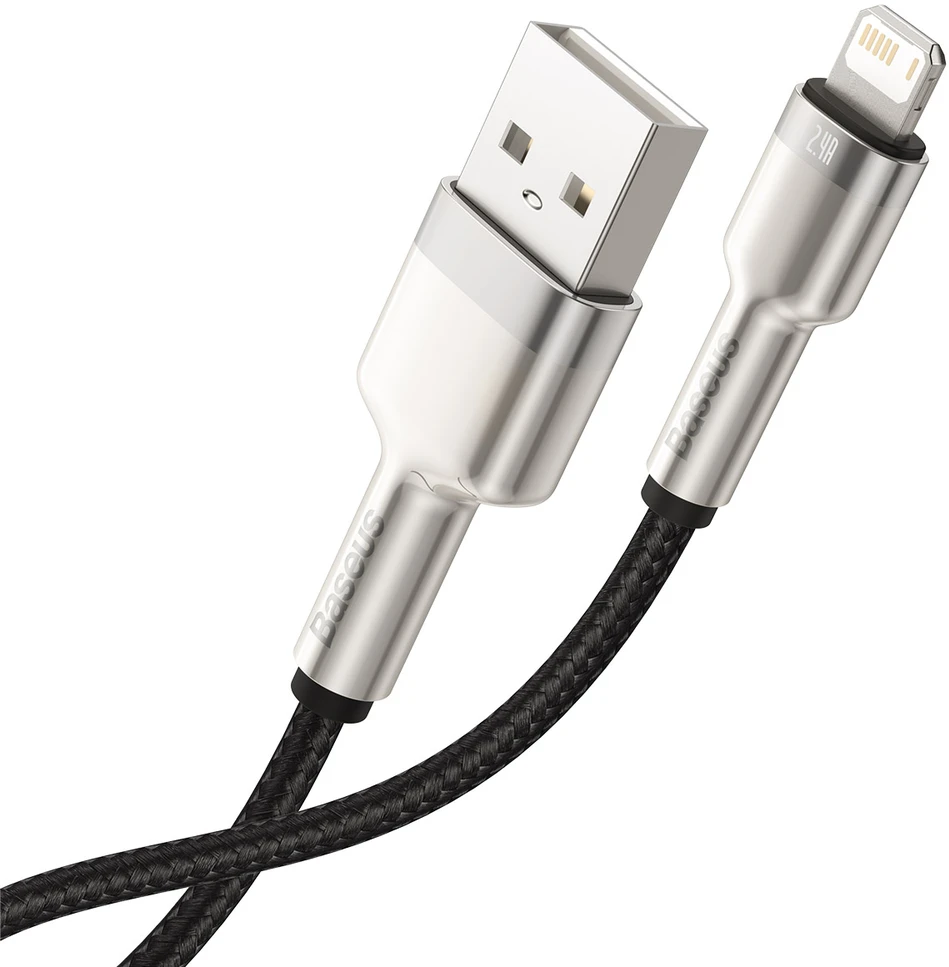 Baseus Cafule USB - Lightning kabelis 2.4A 0.25m - Juodas