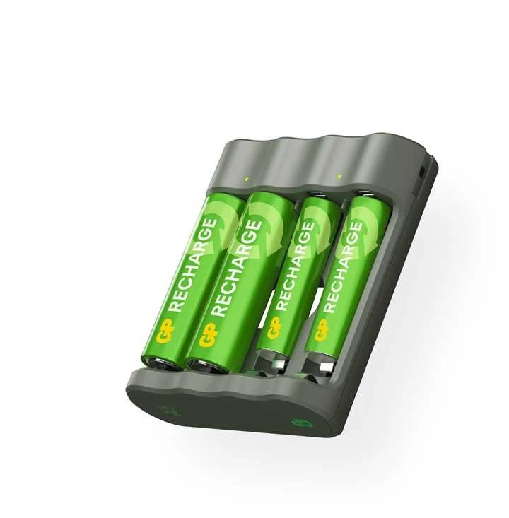 USB kroviklis GP RECHARGE+2xAA+2xAAA įkr. elementai