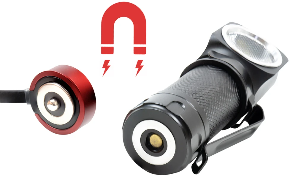 USB laidas PNI Adventure F75 žibintuvėlių įkrovimui, su magnetiniu kontaktu, ilgis 50 cm