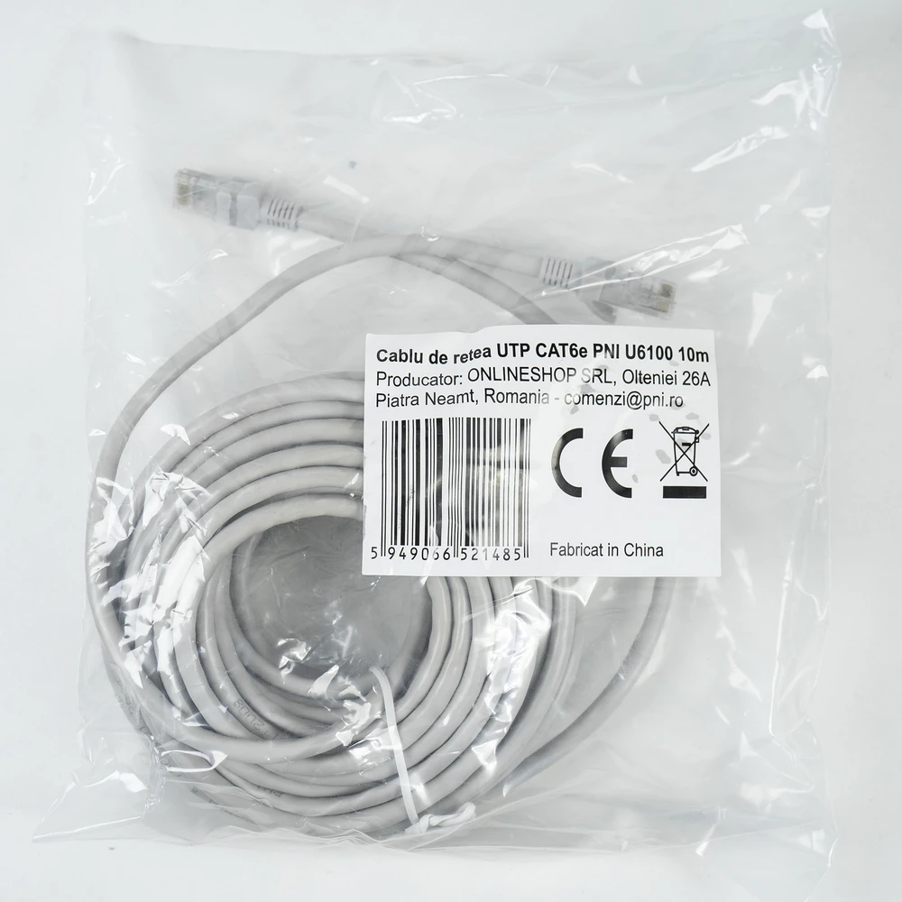 UTP CAT6e PNI U6100 tinklo kabelis, 2xRJ45 jungtis, 8 laidai x 0.4 mm, 10m