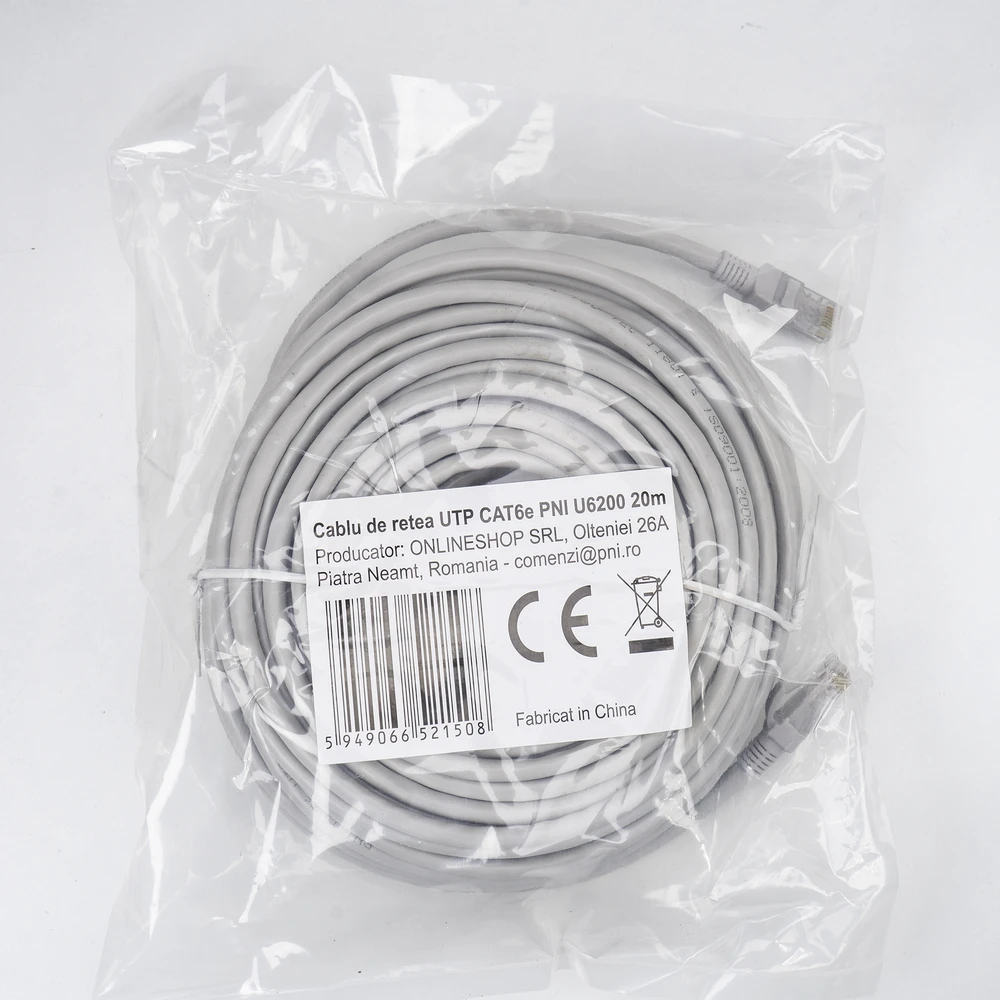 UTP CAT6e PNI U6200 tinklo kabelis, 2xRJ45 kištukas, 8 laidai x 0.4 mm, 20m