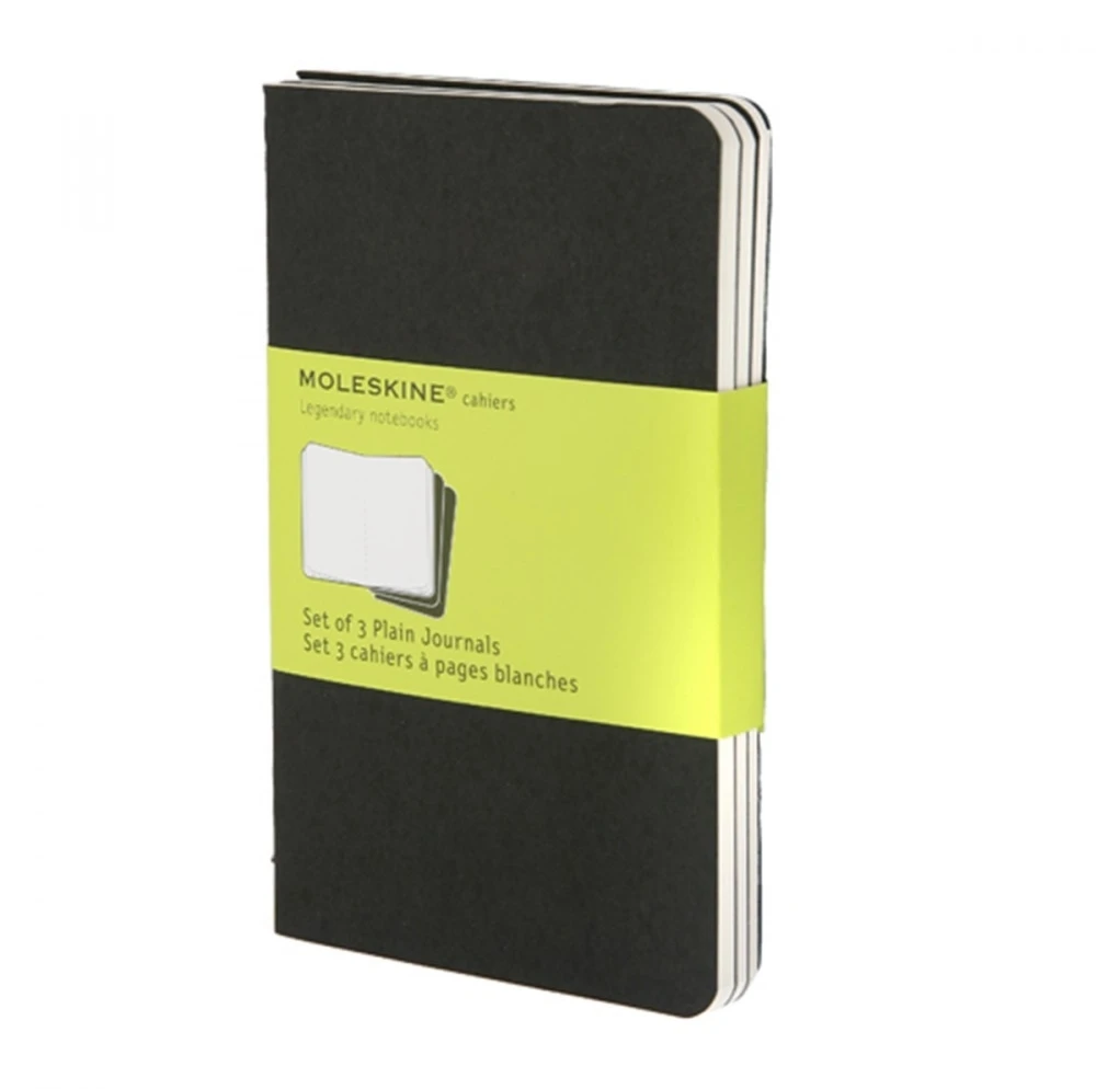 Užrašų knygutė Moleskine Cahier 9x14cm, baltais lapais, minkštu viršeliu, juodos spalvos, 3 vnt