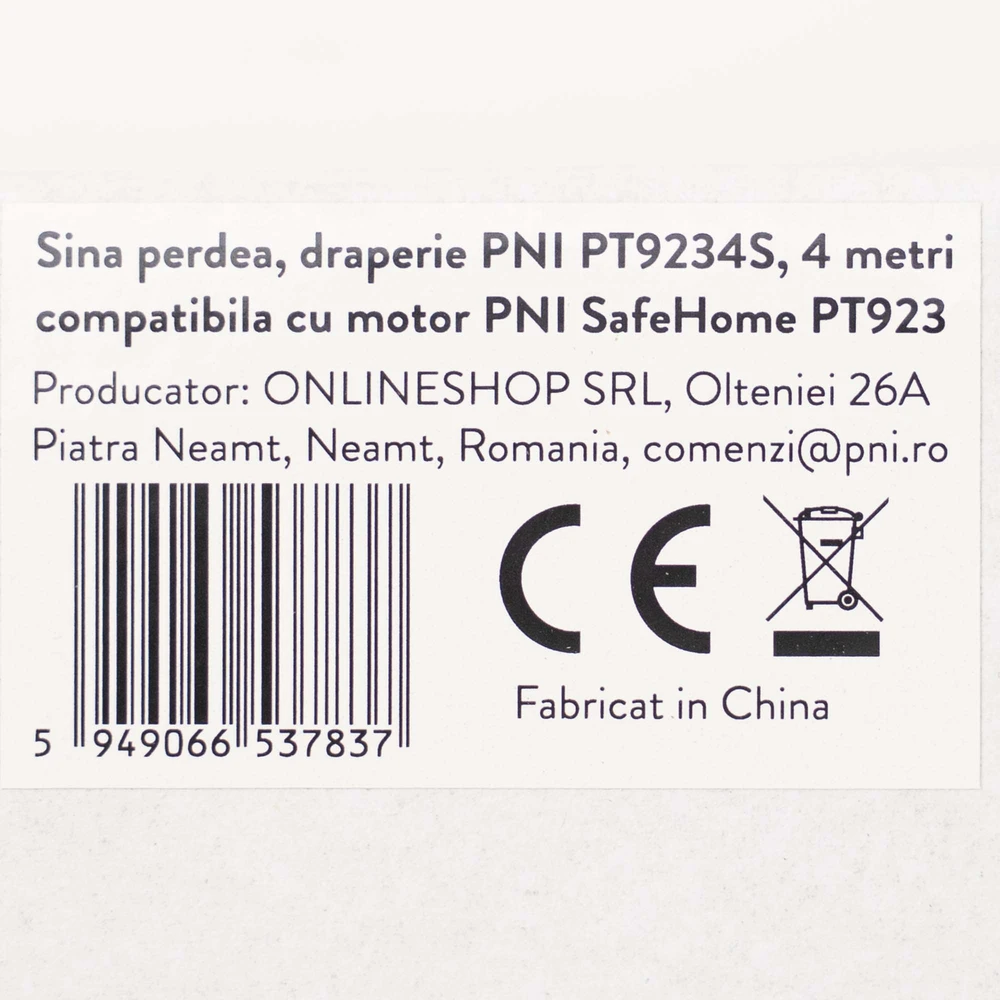 Užuolaidų bėgelis, karnizas PNI PT9234S, ilgis 4m, suderinamas su išmaniuoju varikliu PNI SafeHome PT923