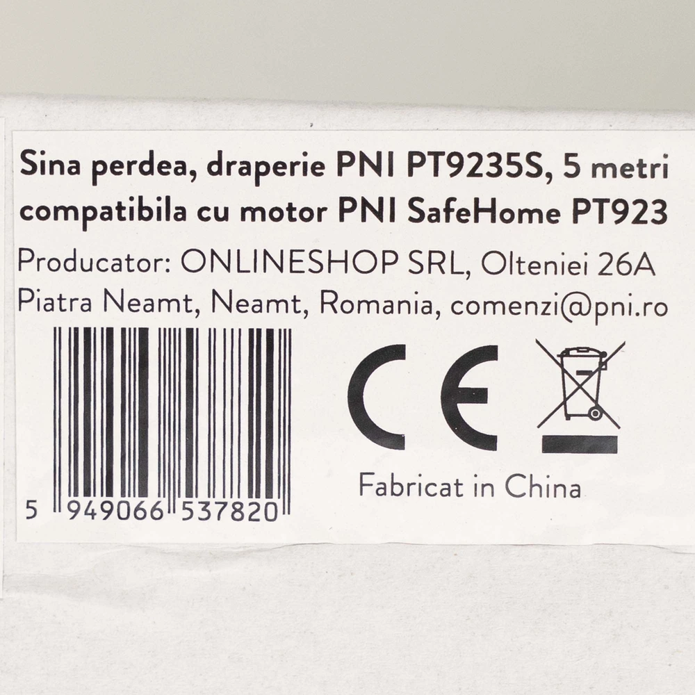 Užuolaidų bėgelis, karnizas PNI PT9235S, ilgis 5m, suderinamas su išmaniuoju varikliu PNI SafeHome PT923
