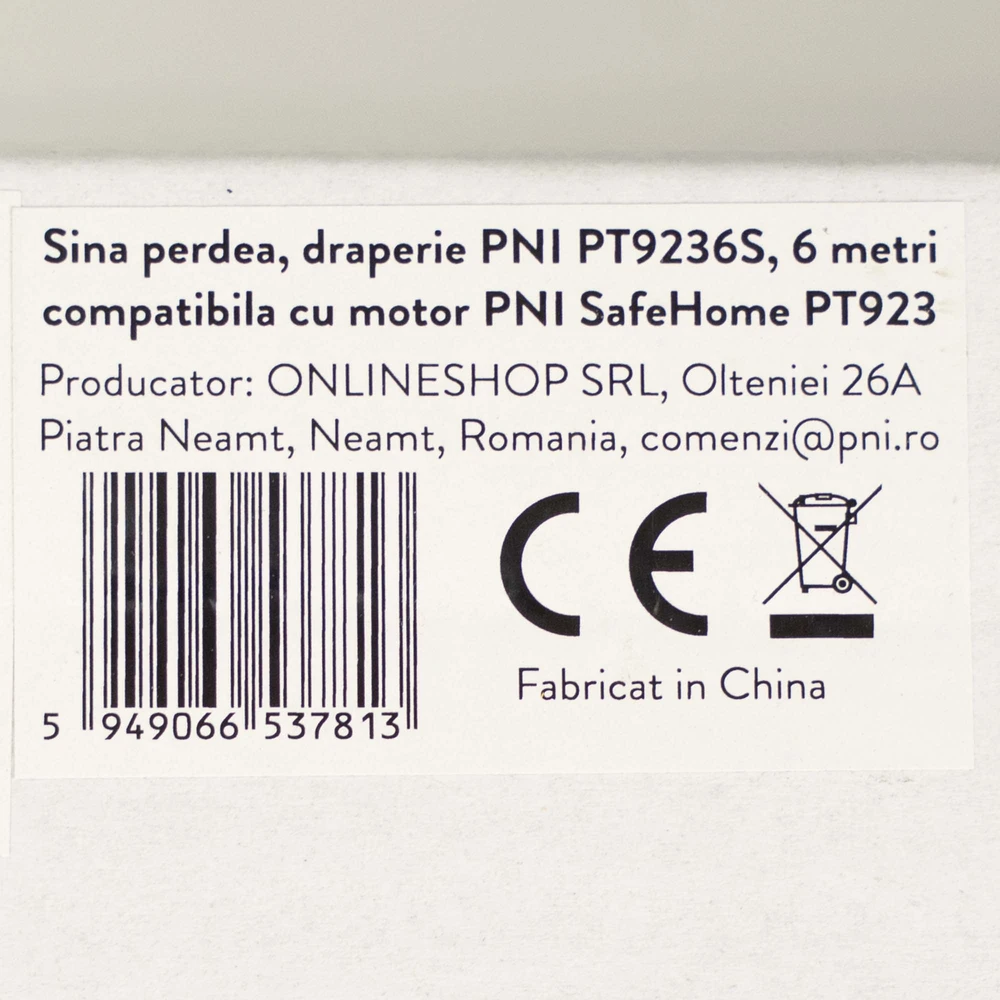 Užuolaidų bėgelis, karnizas PNI PT9236S, ilgis 6m, suderinamas su išmaniuoju varikliu PNI SafeHome PT923