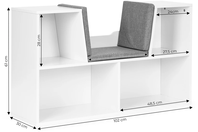 Bench Vaikiška knygų lentyna su sėdyne ir suolu ECOTOYS