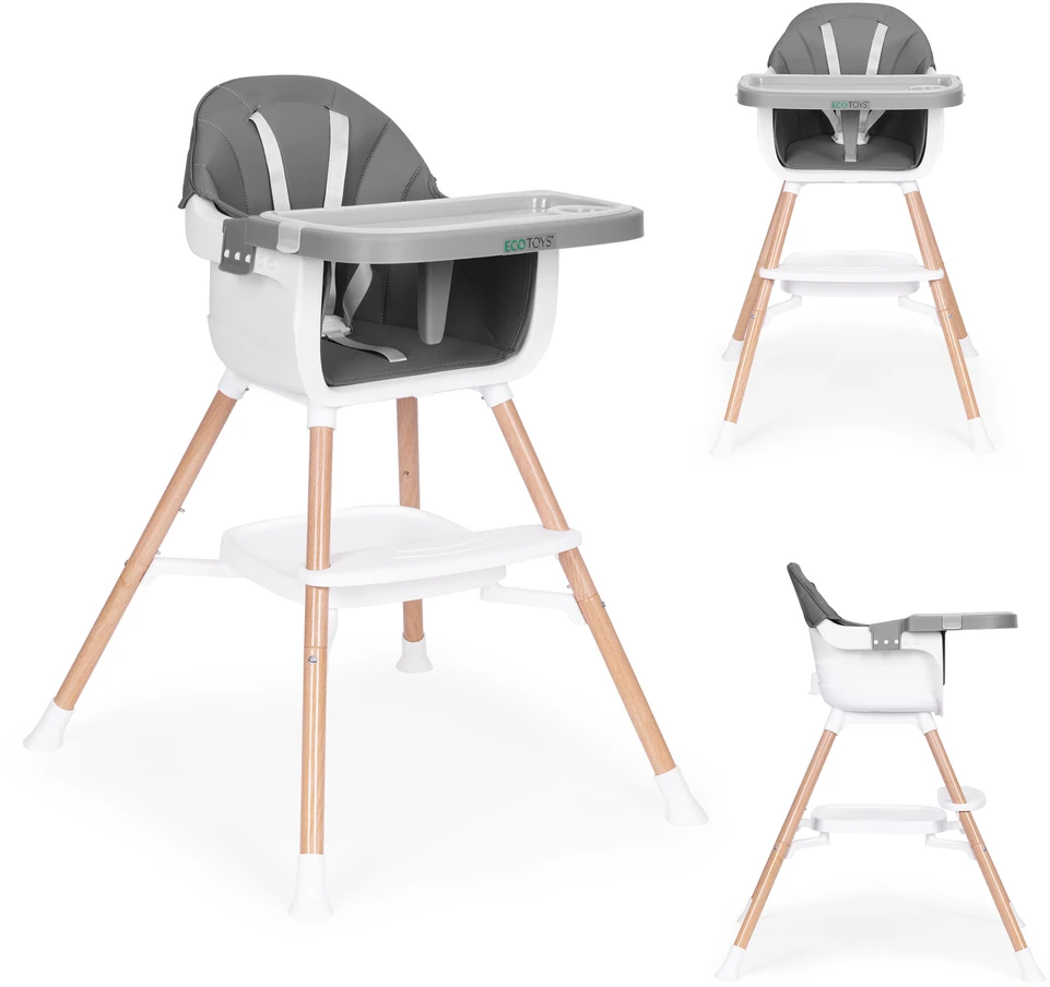 ECOTOYS 2 viename maitinimo kėdutė kūdikiams, pilka
