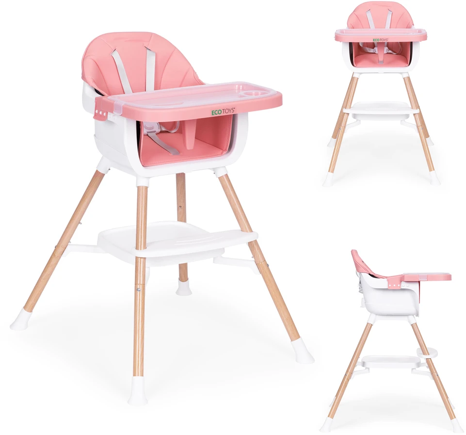ECOTOYS 2 viename maitinimo kėdutė kūdikiams, rožinė