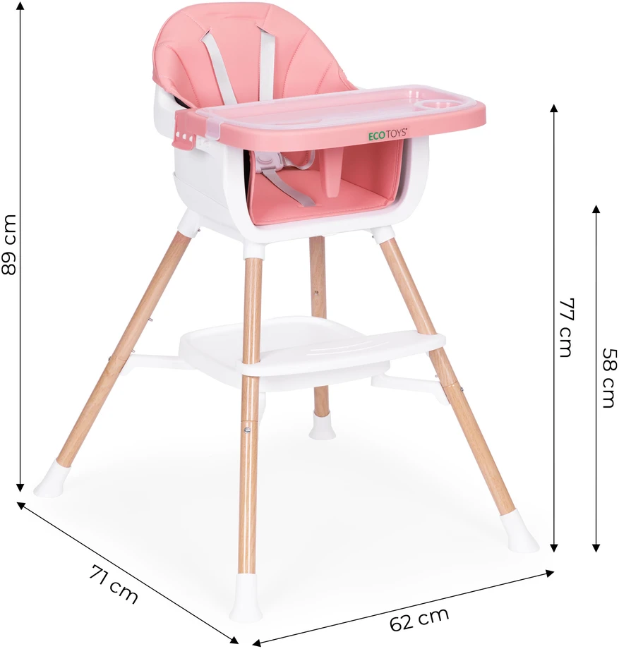 ECOTOYS 2 viename maitinimo kėdutė kūdikiams, rožinė