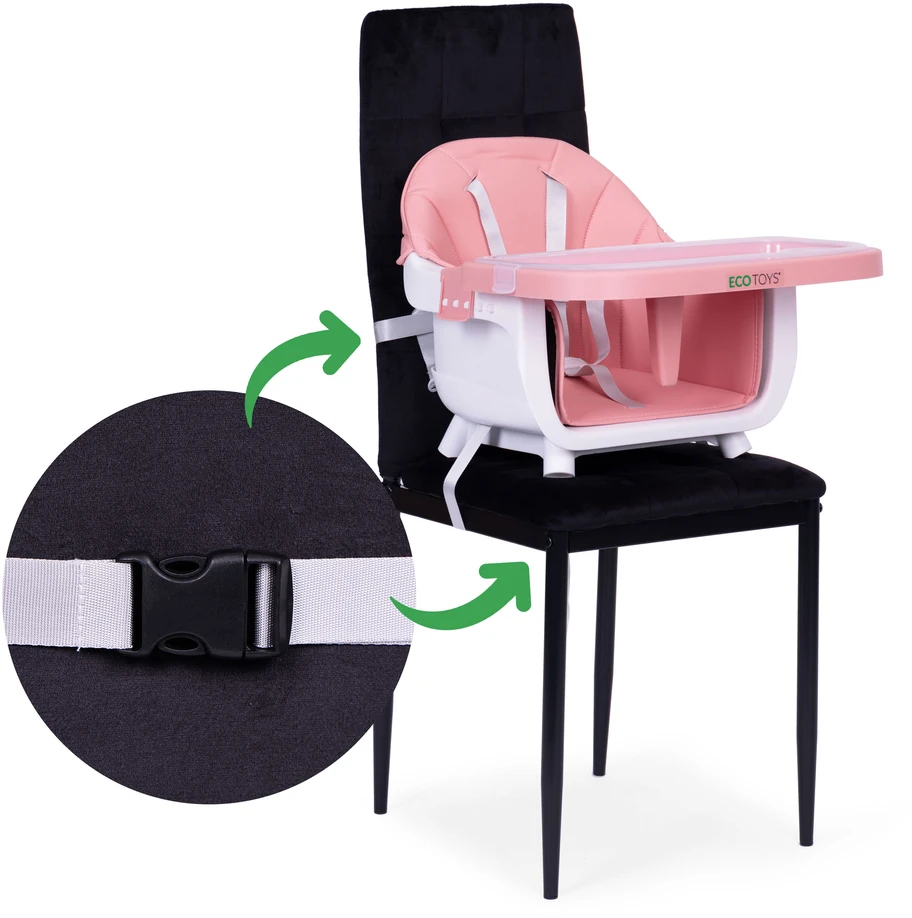ECOTOYS 2 viename maitinimo kėdutė kūdikiams, rožinė