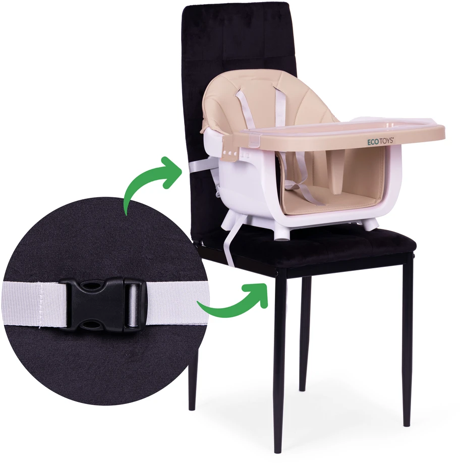 ECOTOYS 2 viename maitinimo kėdutė kūdikiams, smėlio spalvos
