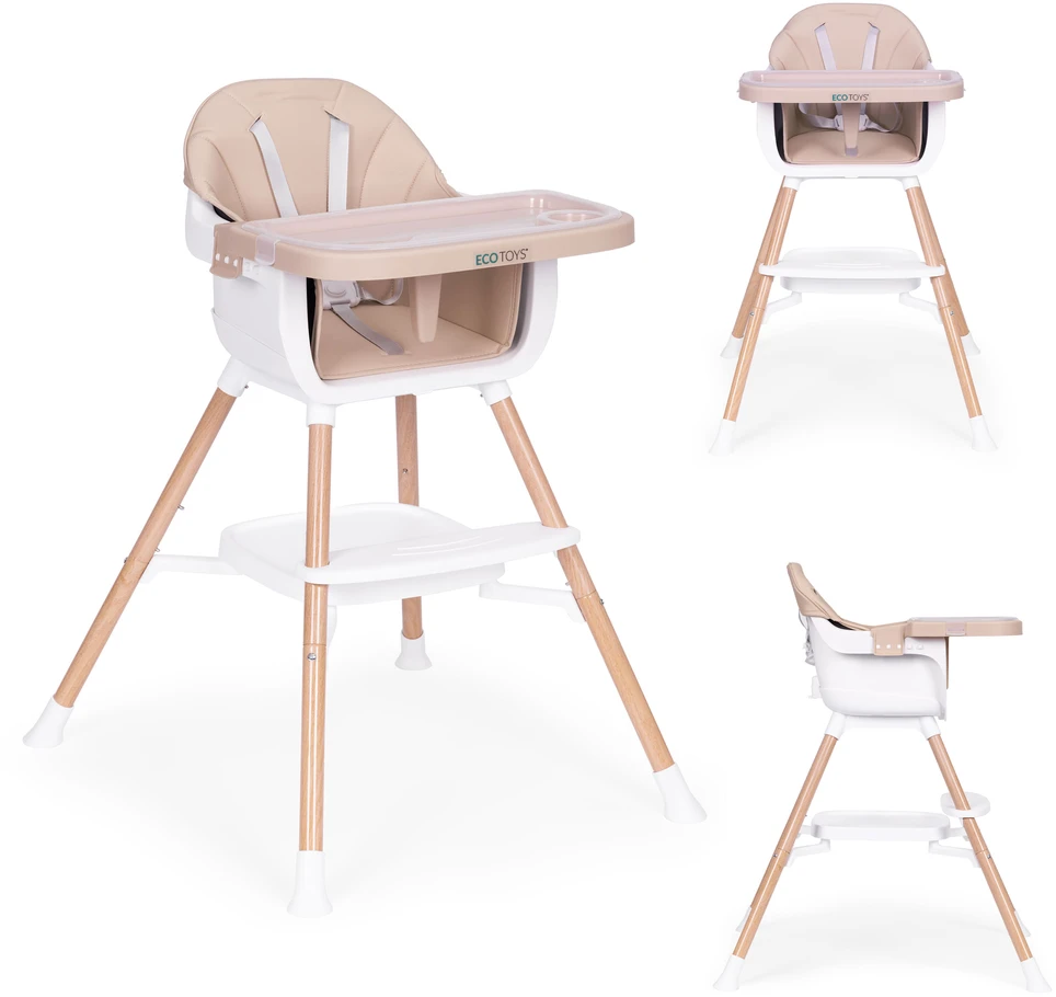 ECOTOYS 2 viename maitinimo kėdutė kūdikiams, smėlio spalvos