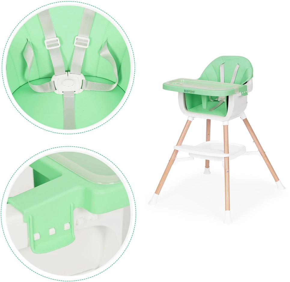 ECOTOYS 2 viename maitinimo kėdutė kūdikiams, žalia