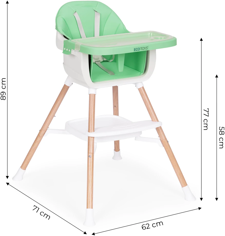 ECOTOYS 2 viename maitinimo kėdutė kūdikiams, žalia