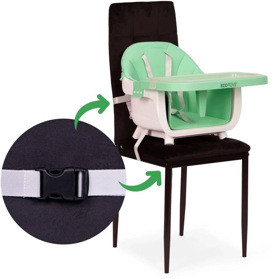 ECOTOYS 2 viename maitinimo kėdutė kūdikiams, žalia