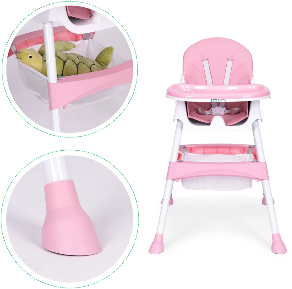 Maitinimo kėdutė, rožinė, ECOTOYS