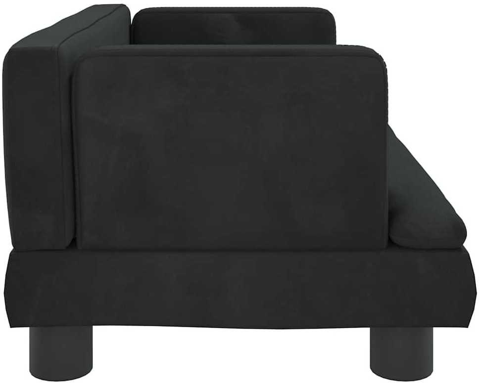 Vaikiška sofa, juodos spalvos, 60x40x30cm, aksomas
