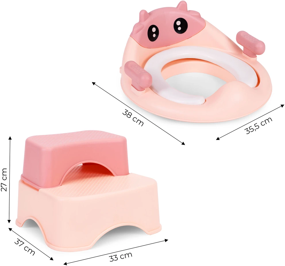 Vaikiška tualeto kėdutė su laipteliais ir platforma, rožinė, ECOTOYS