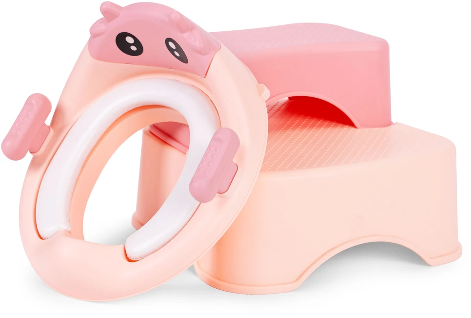 Vaikiška tualeto kėdutė su laipteliais ir platforma, rožinė, ECOTOYS