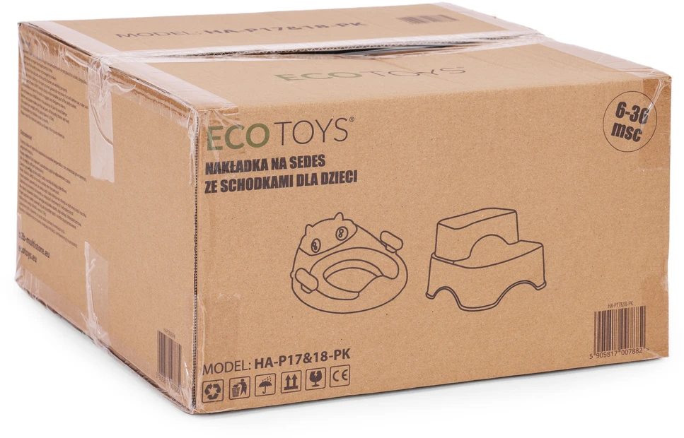 Vaikiška tualeto kėdutė su laipteliais ir platforma, rožinė, ECOTOYS