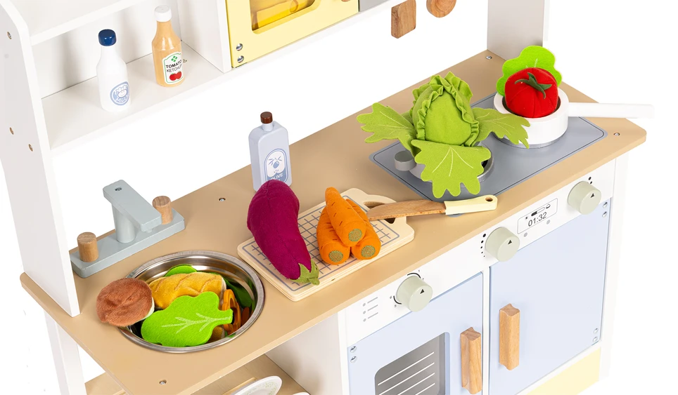 Vaikiška virtuvėlė ECOTOYS su orkaite, skalbimo mašina ir mikrobangų krosnele