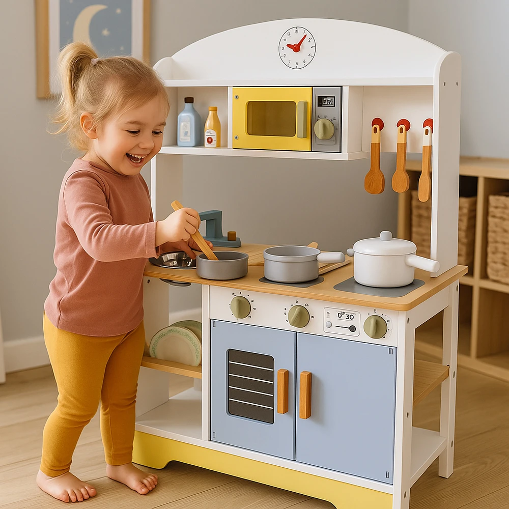 Vaikiška virtuvėlė ECOTOYS su orkaite, skalbimo mašina ir mikrobangų krosnele