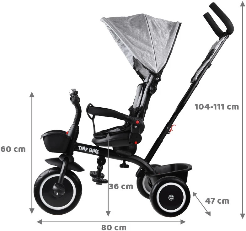 Jokomisiada Vaikiškas triratis dviratis „Tiny Bike 3in1“ su stogu ROTATABLE SP0650