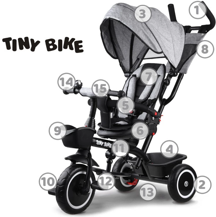 Jokomisiada Vaikiškas triratis dviratis „Tiny Bike 3in1“ su stogu ROTATABLE SP0650