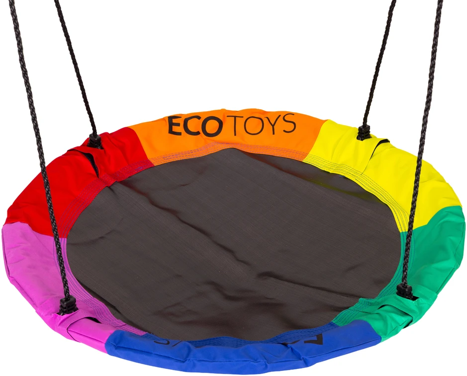 Vaikiškos sodo sūpynės 4-viename, gandro lizdas, krepšinio lankas su 2 kamuoliais, ECOTOYS