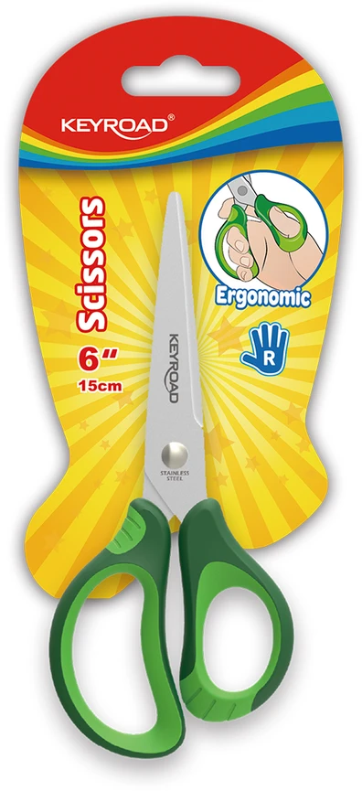 Vaikiškos žirklės Keyroad 15cm, minkštos, ergonomiškos rankenos