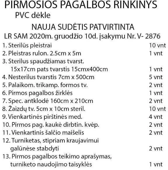 None Pirmosios pagalbos vaistinėlė LT M (nauja sudėtis)