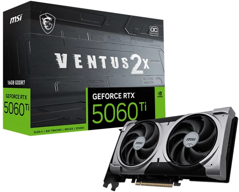Vaizdo plokštė MSI VENTUS GeForce RTX 5060 TI 16G 2X OC PLUS NVIDIA 16 GB GDDR7
