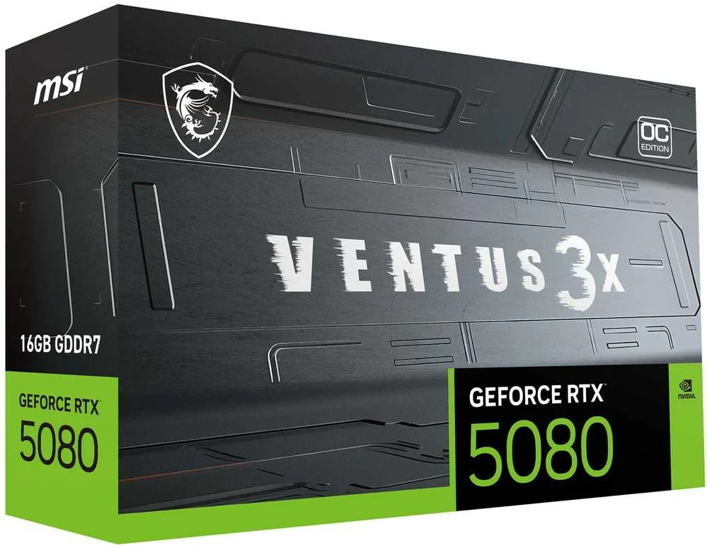 Vaizdo plokštė MSI GeForce RTX™ 5080 16G VENTUS 3X OC | juodos spalvos