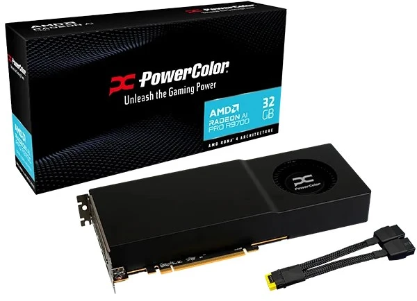 PowerColor AI PRO R9700 32G-B vaizdo plokštė