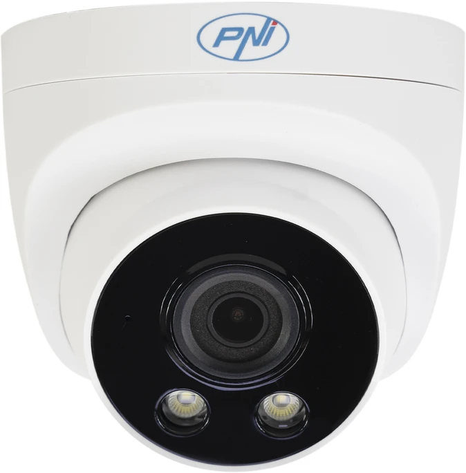 Vaizdo stebėjimo kamera PNI IP505J POE, 5MP, kupolinė, 2.8mm, skirta naudoti lauke, balta