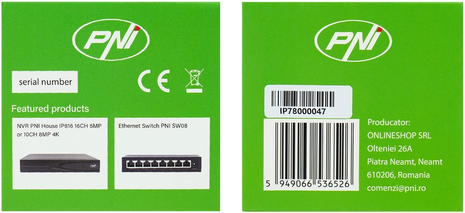Vaizdo stebėjimo kamera PNI IP780 4K 8MP su IP