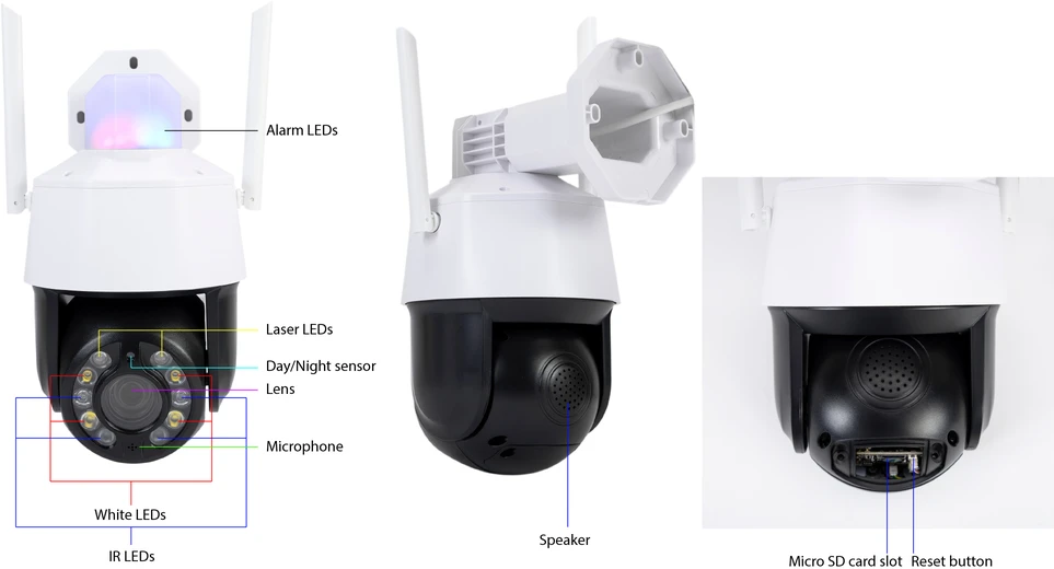 Vaizdo stebėjimo kamerų komplektas PNI House IP575 5MP WiFi su IP + PNI 128GB MicroSD atminties kortele su SD adapteriu