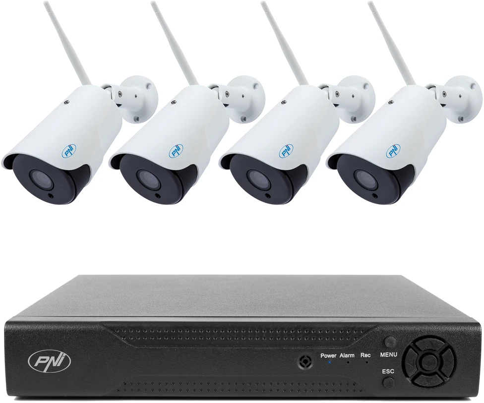 Vaizdo stebėjimo rinkinys NVR PNI House IP716 ir 4 PNI IP52 kameros su IP, 2MP