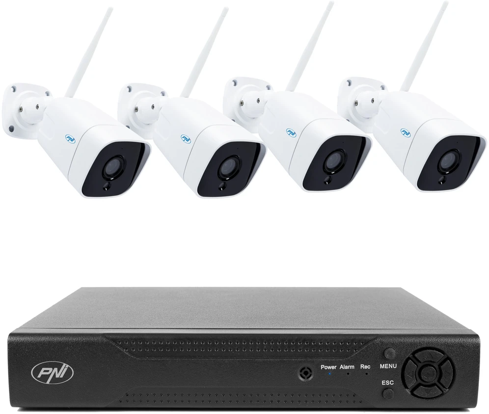 Vaizdo stebėjimo rinkinys NVR PNI House IP716 ir 4 PNI IP55 kameros su IP, 5MP