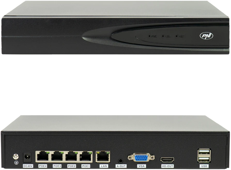 Vaizdo stebėjimo rinkinys NVR POE PNI House IP810, 4 PNI IP8POE kameros, 8MP ir pridedami kabeliai