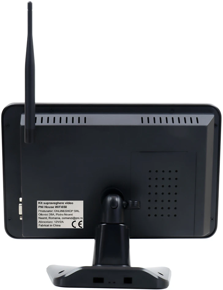 Vaizdo stebėjimo rinkinys PNI House WiFi650 – 4 Full HD „Wi-Fi“ P2P kameros ir 12 colių LCD monitorius