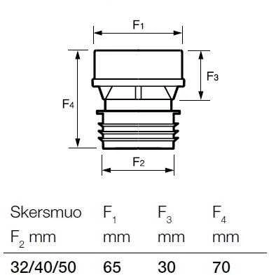 Vakuuminis ventilis Wavin MiniVent, Ø 32-50 mm